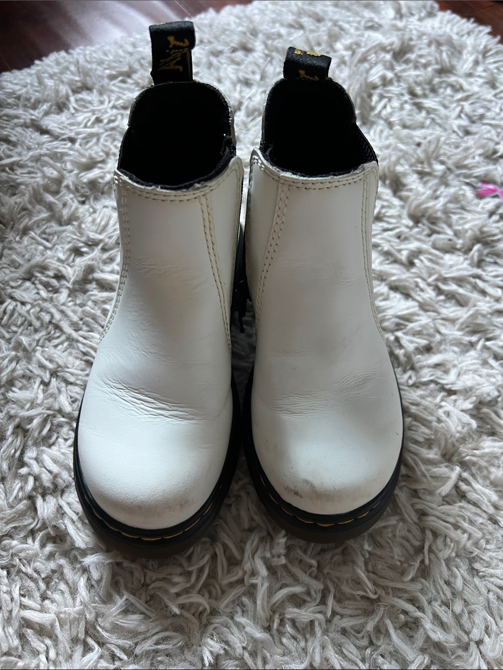 Dr. Martens White Leather Chelsea Ankle Booties